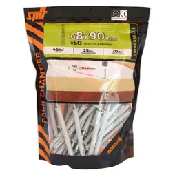 Lot De 60 Chevilles À Frapper Nylon Spit, Diam.8 X L.90 Mm