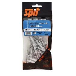 Lot De 25 Chevilles Et Vis À Frapper Inox Spit, Diam.6 X L.30 Mm
