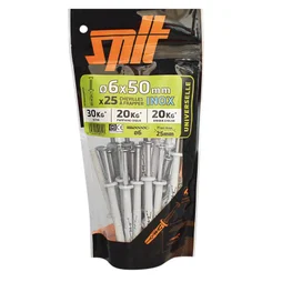 Lot De 25 Chevilles Et Vis À Frapper Inox Spit, Diam.6 X L.30 Mm