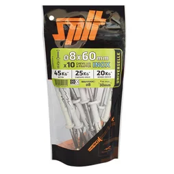Lot De 10 Chevilles Et Vis À Frapper Inox Spit, Diam.8 X L.60 Mm