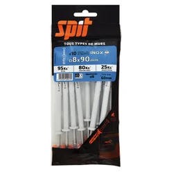 Lot De 10 Chevilles Et Vis À Frapper Inox Spit, Diam.8 X L.90 Mm