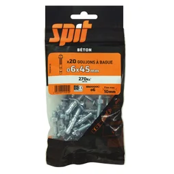 Lot De 20 Goujons À Bague À Expansion Acier Spit, Diam.6 X L.45 Mm