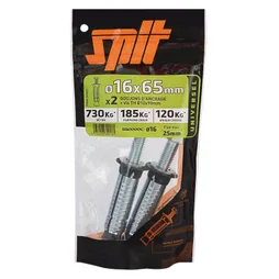 Lot De 2 Goujons Et Vis Acier Spit, Diam.16 X L.65 Mm
