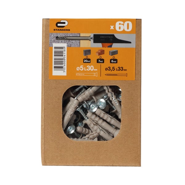Lot De 60 Chevilles À Frapper Standers, Diam.5 X L.30 Mm