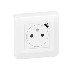 Prise Avec Terre Et Usb C, Legrand Mosaic, Blanc