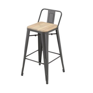 Tabouret de jardin Oxford en acier gris / argent