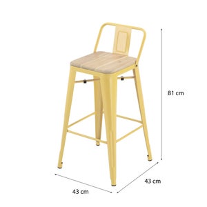 Tabouret Oxford à visser, jaune clair, acacia