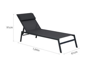 Bain de soleil de jardin NATERIAL Riba en acier gris anthracite