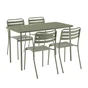 Table de jardin CAFE rectangulaire en métal coloris vert agave – 4 personnes