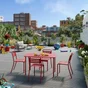 Chaise de jardin Café empilable en métal coloris rouge