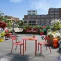 Chaise de jardin Café empilable en métal coloris rouge