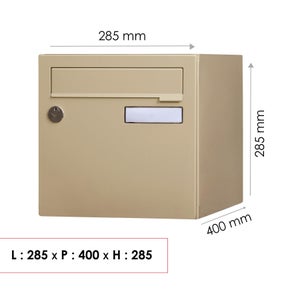 Boîte Aux Lettres Normalisée 2 Portes Extérieur Renz Acier Beige Brillant