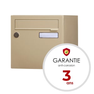 Boîte Aux Lettres Normalisée 2 Portes Extérieur Renz Acier Beige Brillant