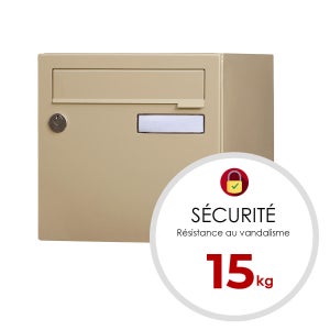 Boîte Aux Lettres Normalisée 2 Portes Extérieur Renz Acier Beige Brillant