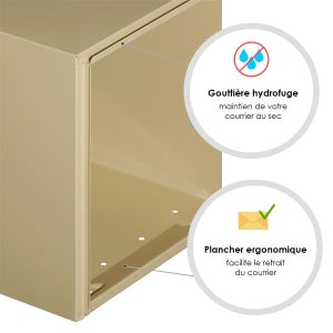 Boîte Aux Lettres Normalisée 2 Portes Extérieur Renz Acier Beige Brillant