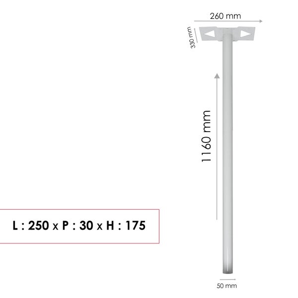 Pied H.116 X L.33 X P.5 Cm Renz, Blanc