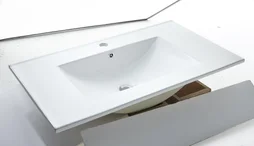 Plan vasque simple ESSENTIAL céramique blanc l. 81 x P. 46 cm
