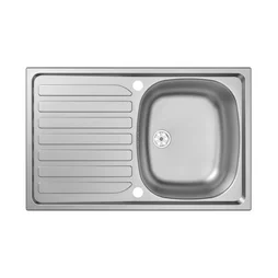 Evier à encastrer 1 bac avec égouttoir, inox, gris / argent