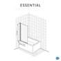 Pare-baignoire pivotant transparent chromé, H.140 x l.80 cm ESSENTIAL