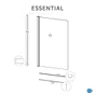 Pare-baignoire pivotant transparent chromé, H.140 x l.80 cm ESSENTIAL
