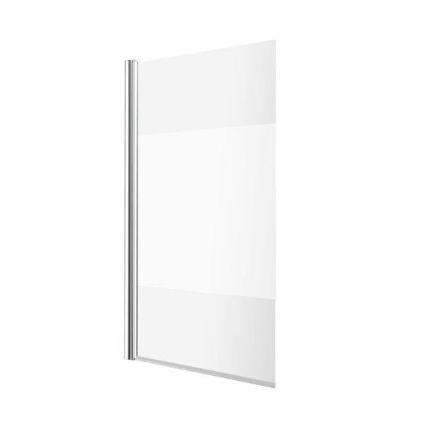 Pare-baignoire pivotant sérigraphié chromé, H.140 x l.80 cm ESSENTIAL