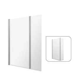 Pare-baignoire pivotant transparent chromé, H.140 x l.115 cm ESSENTIAL