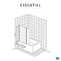 Pare-baignoire pivotant transparent chromé, H.140 x l.115 cm ESSENTIAL
