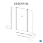 Pare-baignoire pivotant transparent chromé, H.140 x l.115 cm ESSENTIAL