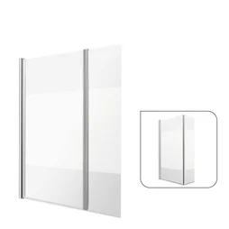 Pare-baignoire pivotant sérigraphié chromé, H.140 x l.115 cm ESSENTIAL