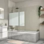 Pare-baignoire pivotant sérigraphié chromé, H.140 x l.115 cm ESSENTIAL