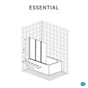 Pare-baignoire pliable transparent chromé, H.140 x l.120 cm Essential