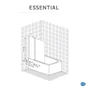 Pare-baignoire fixe et pivotant transparent chromé, H.140 x l.103 cm ESSENTIAL