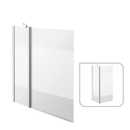 Pare-baignoire fixe et pivotant sérigraphié chromé, H.140 x l.103 cm ESSENTIAL