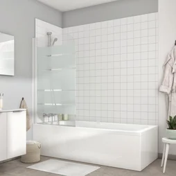 Pare-Baignoire Pivotant Sérigraphié Blanc, H.130 X L.76 Cm Nerea