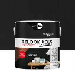 Lasure Intérieurepoutre Et Lambris Relook Bois Maison Deco, Noir  Satiné, 2 L