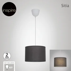 Suspension 1x e27 coton gris INSPIRE Sitia D.28.0 cm