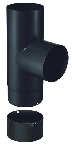Té 90° + tampon pour raccordement Isotip, JONCOUX, diam. 150 mm noir mat