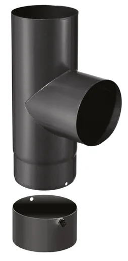 Té 90° + tampon pour raccordement Isotip, JONCOUX, diam. 180 mm noir mat