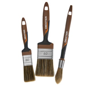 Lot de 3 pinceaux bois pour peindre toute surface, DEXTER