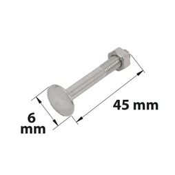 Lot De 8 Boulons Acier Zingué, L.45 X Diam.6 Mm