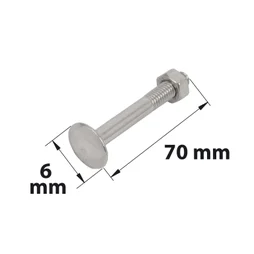 Lot De 8 Boulons Acier Zingué, L.70 X Diam.6 Mm