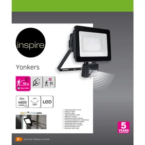 Projecteur détecteur extérieur led intégrée 4000 lm anthracite YONKERS INSPIRE