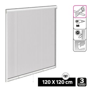 Moustiquaire enroulement vertical 120x120 cadre alu blanc