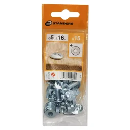 Lot De 15 Boulons Tête Ronde Acier Zingué, L.16 X Diam.5 Mm Standers