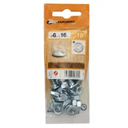 Lot De 10 Boulons Tête Ronde Acier Zingué, L.16 X Diam.6 Mm Standers