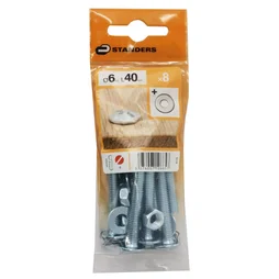Lot De 8 Boulons Tête Ronde Acier Zingué, L.40 X Diam.6 Mm Standers