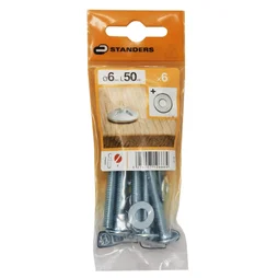 Lot De 6 Boulons Tête Ronde Acier Zingué, L.50 X Diam.6 Mm Standers