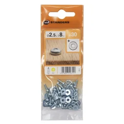 Lot De 30 Boulons Tête Cylindrique Acier Zingué, L.8 X Diam.2.5 Mm Standers