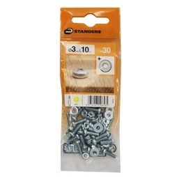 Lot De 30 Boulons Tête Cylindrique Acier Zingué, L.10 X Diam.3 Mm Standers