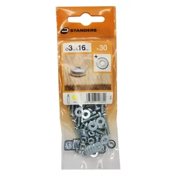 Lot De 30 Boulons Tête Cylindrique Acier Zingué, L.16 X Diam.3 Mm Standers